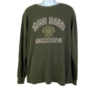 JOHN DEERE MEN CASUAL SHIRT PULLOVER GREEN SZ M
